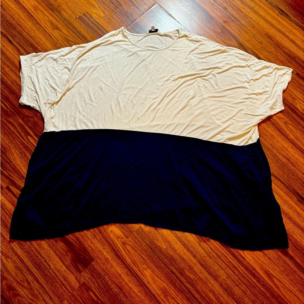 Capsule Cream and Blue Two Tone Blouse